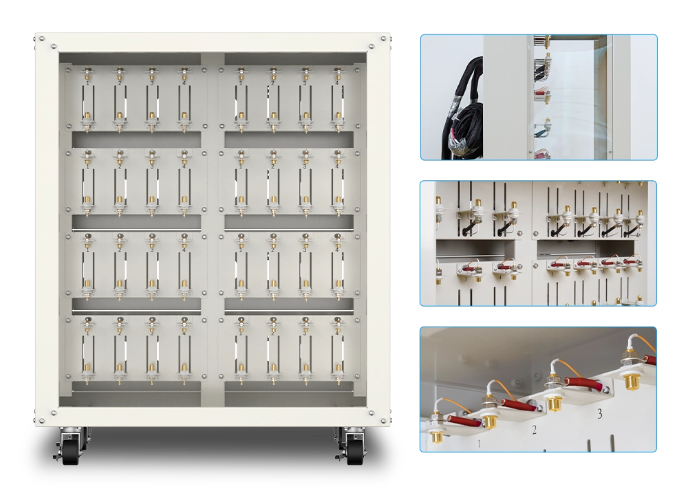 NEWARE cylindrical cell rack creates a semi-enclosed space that ensures a safe testing environment. The high-quality conductive layer ensures excellent conductivity performance