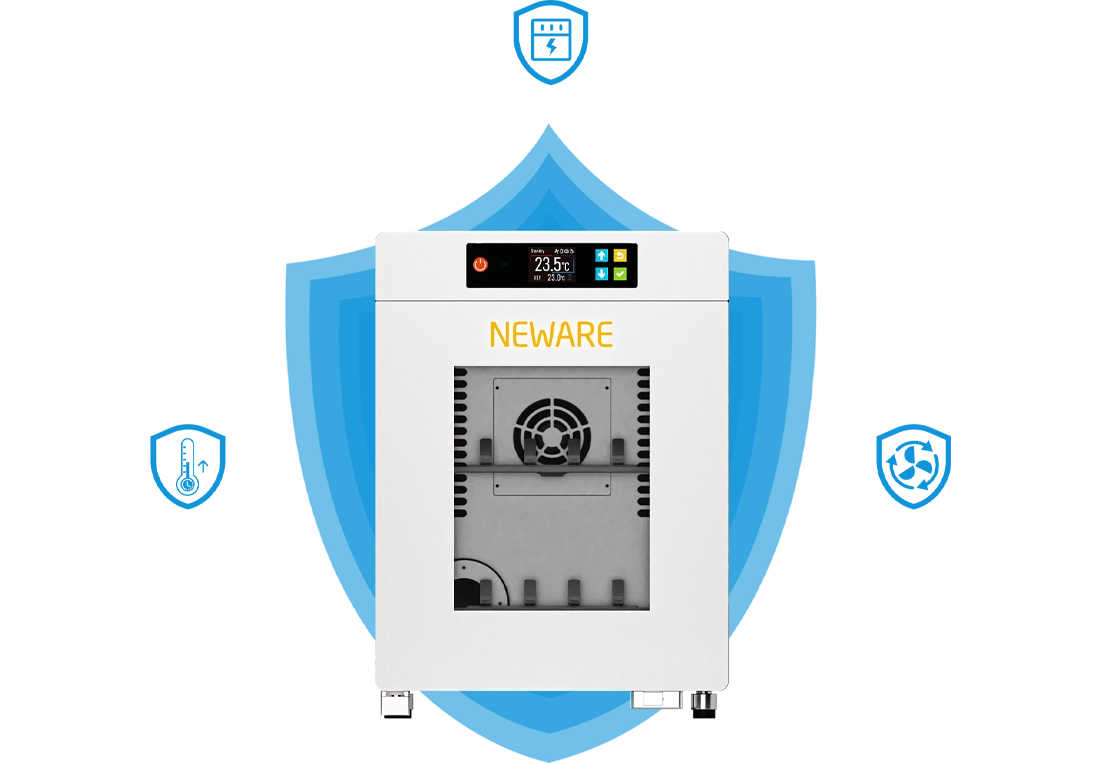 NEWARE-WHW-25 Constant Temperature Chamber - battery tester is equipped with safety protection functions such as over-temperature protection, electrical protection, and abnormal monitoring of the circulating fan operation