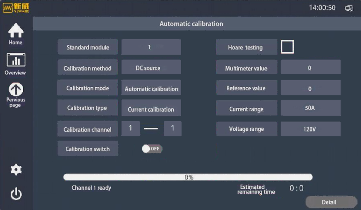 Auto-calibration page