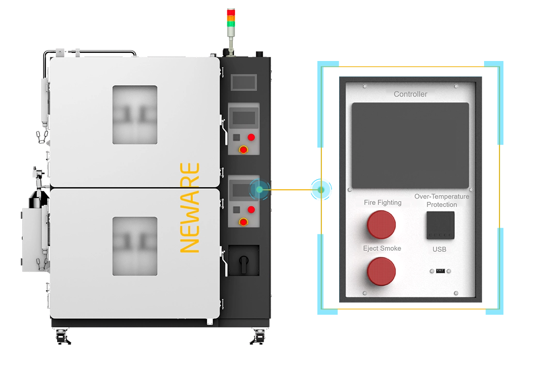 NEWARE power cell all-in-one battery tester is controlled using a touch LCD display screen