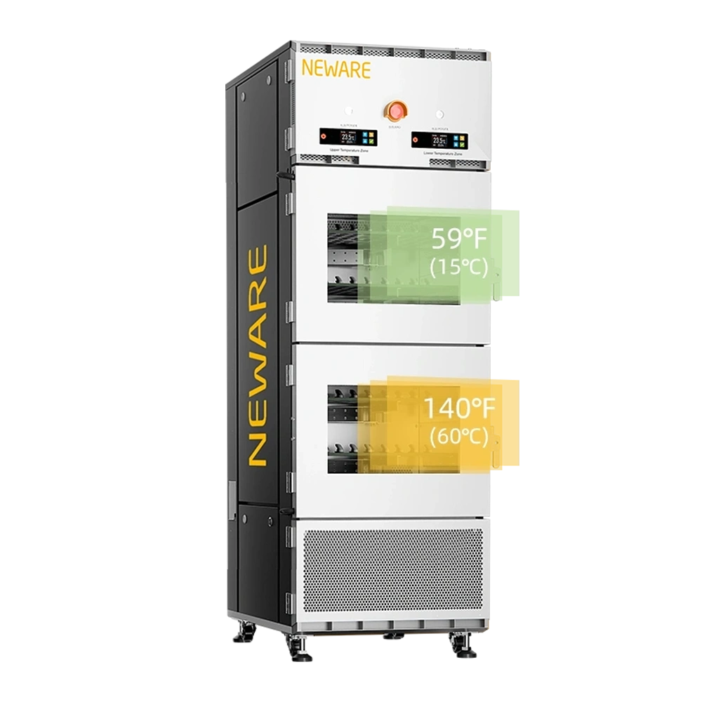 NEWARE MHW-100-2-160CH Dual-Temperature Zones battery tester, each chamber undergoes individual testing