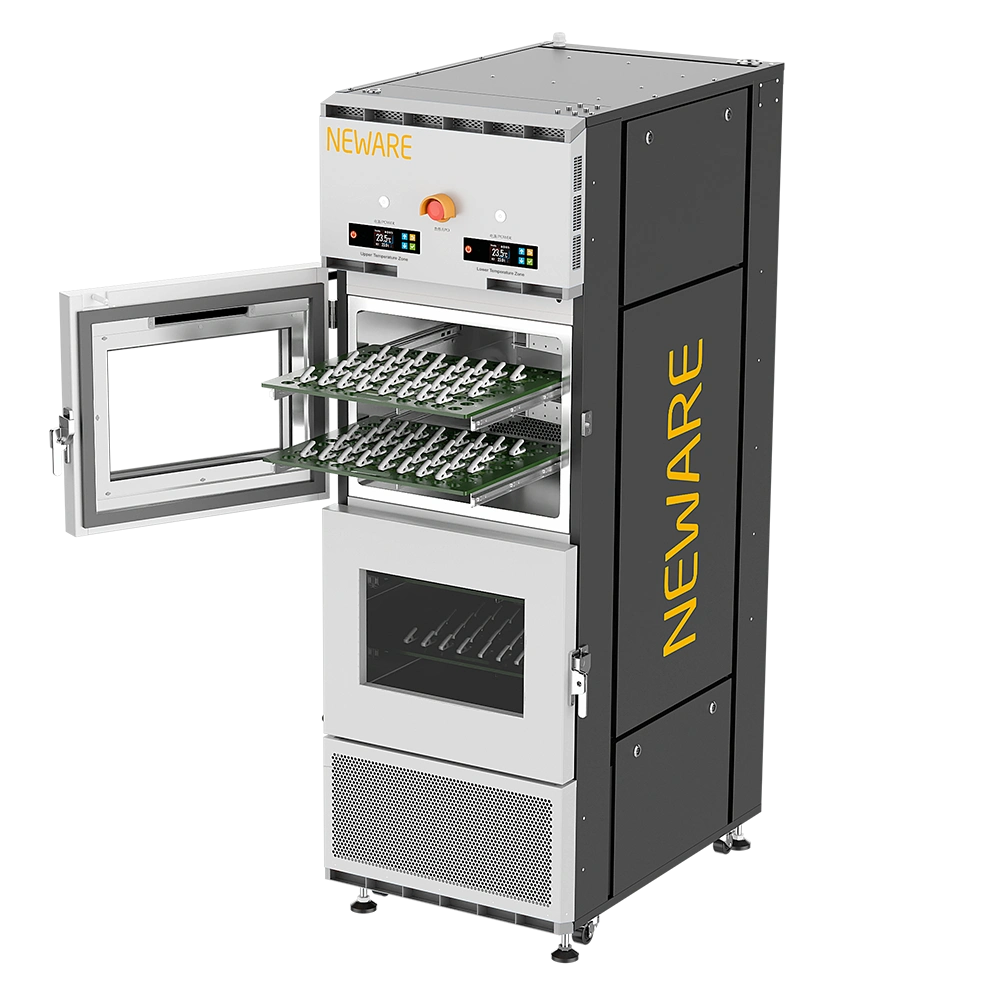 NEWARE MHW-100-2-160CH Dual-Temperature Zones battery tester  each chamber can accommodate two layers of 40 batteries tray slots (customizable), providing 160 testing channels