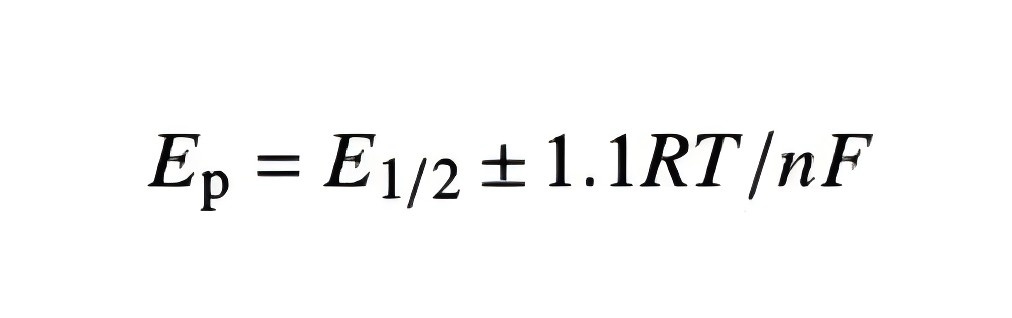 The peak potential formula related to reversible electrode reactions in electrochemistry